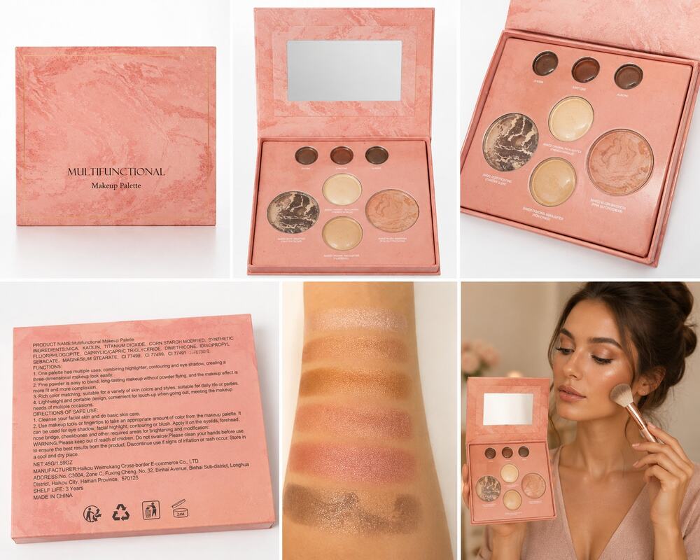Multifunctional Makeup Palette – Eyeshadow, Highlighter, Blush & Contour